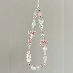 Hello Kitty Pink and White Beaded Phone Charm